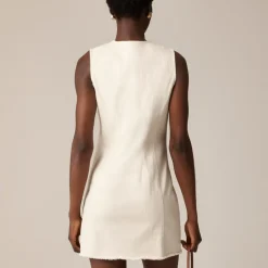 Seamed denim mini dress in ecru