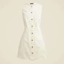 Seamed denim mini dress in ecru