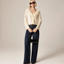Sequin ruffle-trim shirt with ties