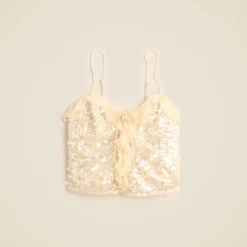 Sequin ruffle-trim tank top