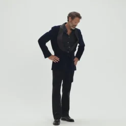 Shawl-collar lounge jacket in Italian corduroy