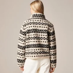 Sherpa fleece zip-up jacket in jacquard