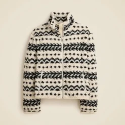 Sherpa fleece zip-up jacket in jacquard
