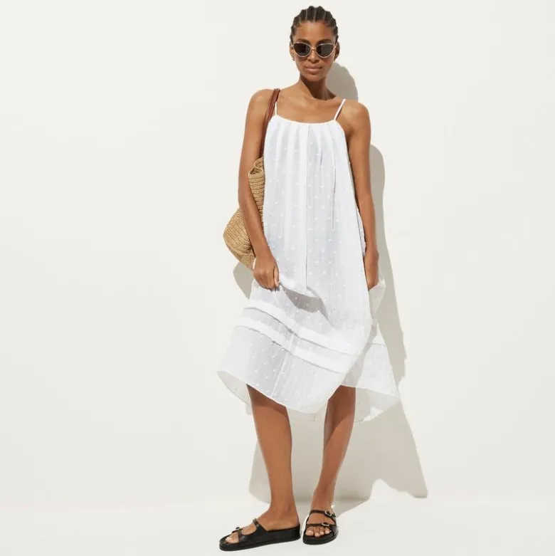 Shift midi dress in textured dot