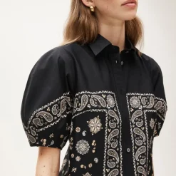 Shirt-dress in bandana-print cotton poplin