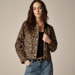 Short Barn Jacket™ in leopard cotton canvas