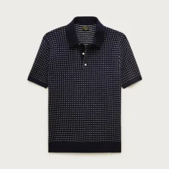 Short-sleeve cashmere sweater-polo in dot
