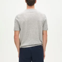 Short-sleeve cashmere-linen blend sweater