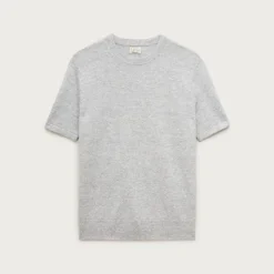 Short-sleeve cashmere-linen blend sweater