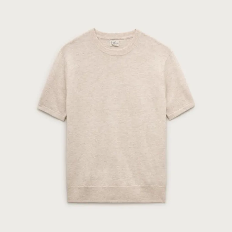 Short-sleeve cashmere-linen blend sweater