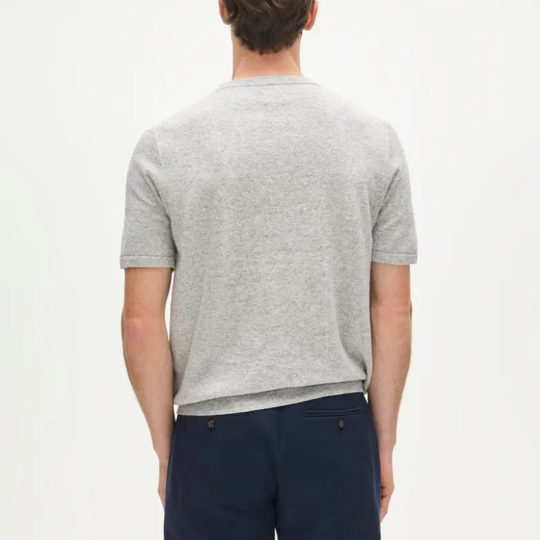 Short-sleeve cashmere-linen blend sweater