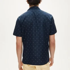 Short-sleeve cotton poplin camp-collar shirt