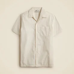 Short-sleeve cotton poplin camp-collar shirt