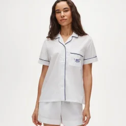 Short-sleeve "Dog Mom" pajama short set in end-on-end cotton