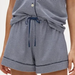 Short-sleeve pajama short set in stripe dreamy cotton blend
