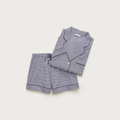 Short-sleeve pajama short set in stripe dreamy cotton blend