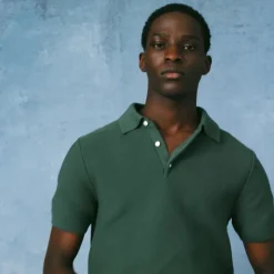 Short-sleeve sweater-polo in Pima cotton