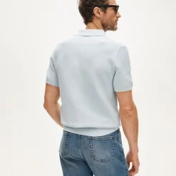 Short-sleeve sweater-polo in Pima cotton