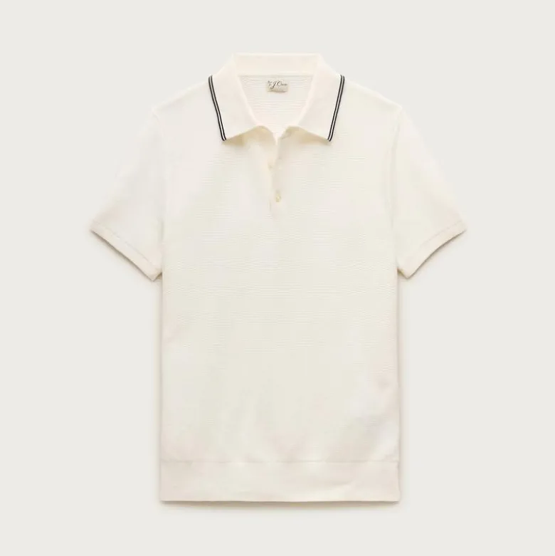 Short-sleeve tipped sweater-polo in Pima cotton