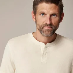 Short-sleeve vintage-wash cotton henley