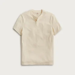 Short-sleeve vintage-wash cotton henley