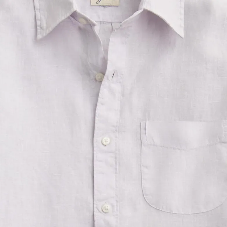 Short-sleeve washed linen shirt