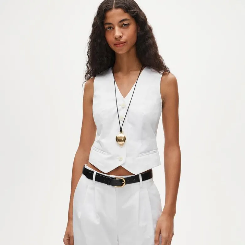 Shrunken V-neck vest top