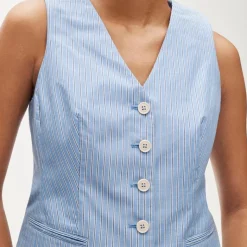 Shrunken V-neck vest top in stripe