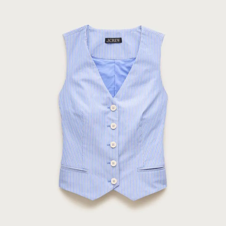 Shrunken V-neck vest top in stripe