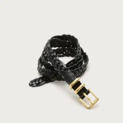 Skinny braided belt in Italian leather