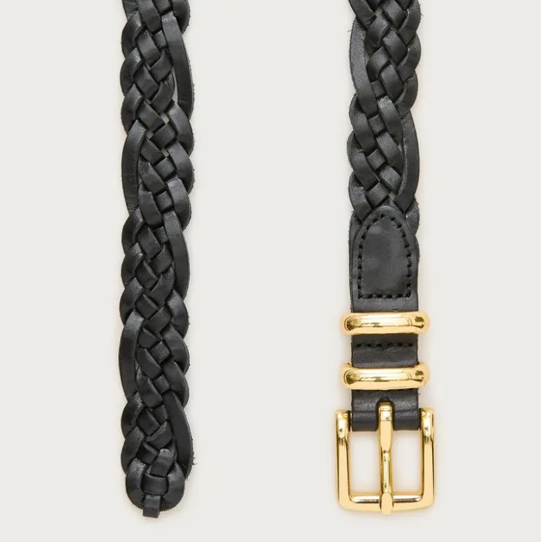 Skinny braided belt in Italian leather