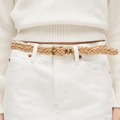 Skinny braided belt in Italian leather