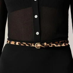 Skinny calf hair belt in leopard