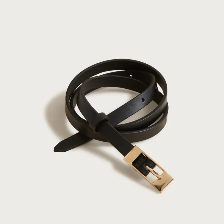 Skinny Italian leather belt