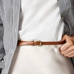 Skinny Italian leather belt