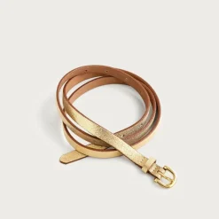 Skinny metallic Italian leather belt