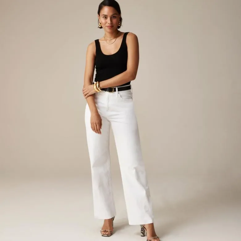 Slim wide-leg jean in white wash