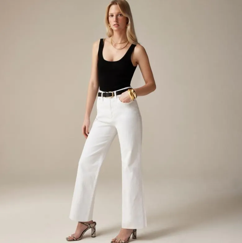 Slim wide-leg jean in white wash