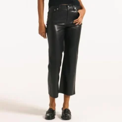 Slim wide-leg pant in faux leather
