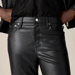 Slim wide-leg pant in faux leather
