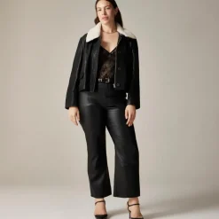 Slim wide-leg pant in faux leather