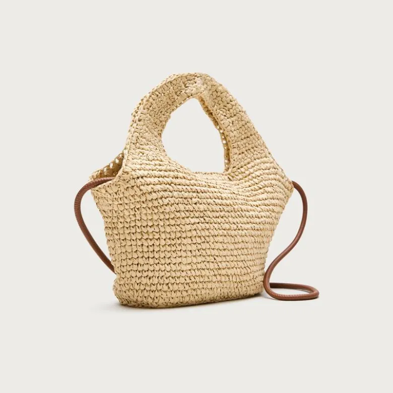 Small handknotted straw tote