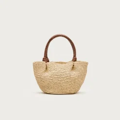 Small handknotted top-handle bag