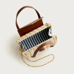 Small rattan top-handle bag