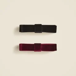 Small velvet bow hair clips set-of-two