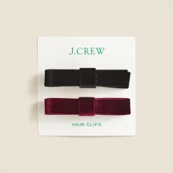 Small velvet bow hair clips set-of-two