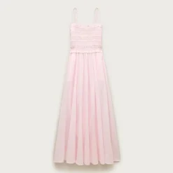 Smocked maxi dress in cotton voile