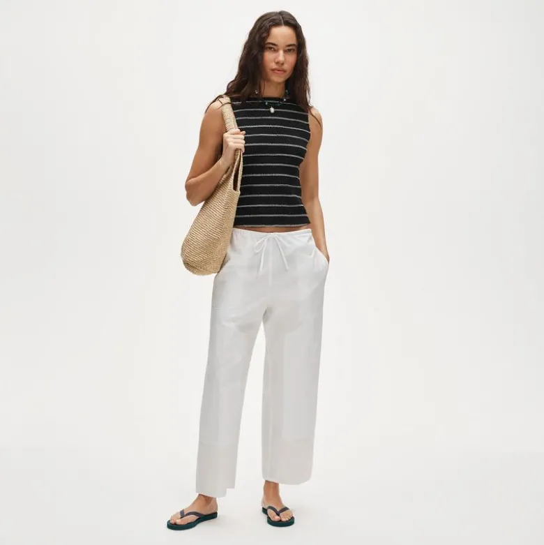Smocked shell tank top in stripe