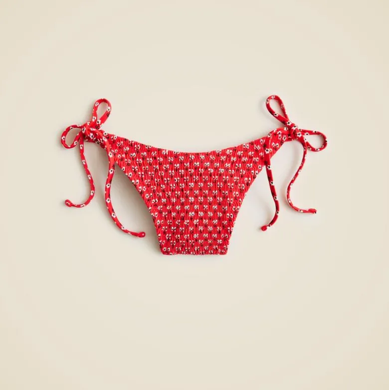 Smocked string bikini bottom in ditsy floral print
