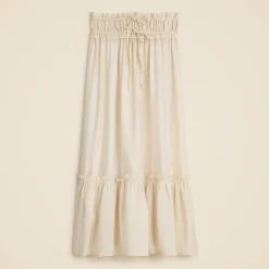 Smocked-waist midi skirt